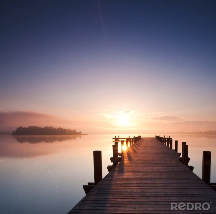 Sticker Steg am glatten Wasserspiegel