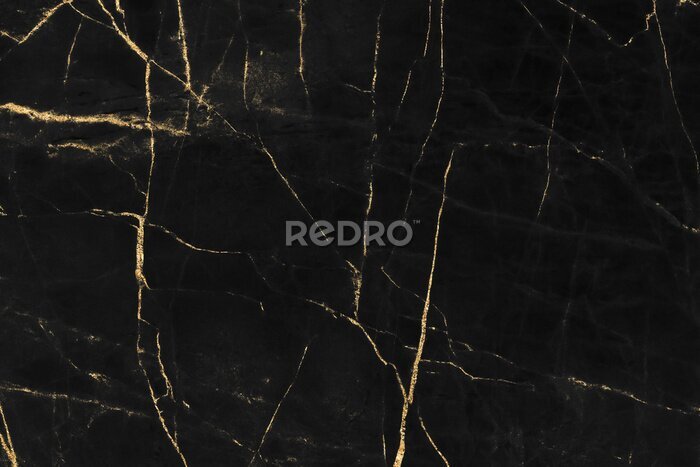 Sticker Steinstruktur schwarzer Marmor mit goldenen Verzierungen