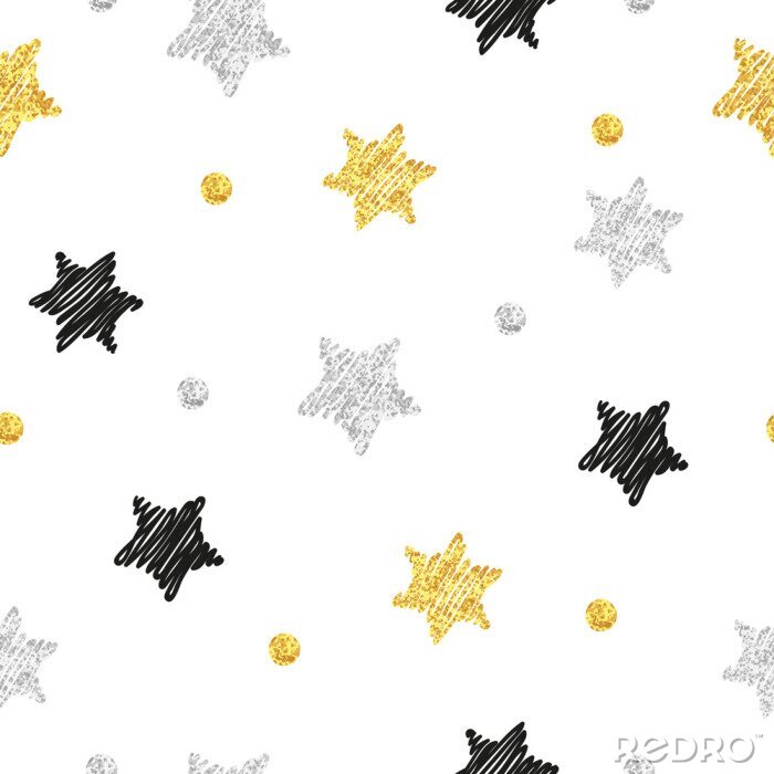 Sticker Sterne in Silber Gold und Schwarz Grafik