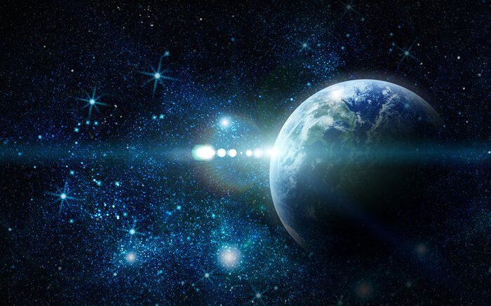 Sticker Sterne und blauer Planet