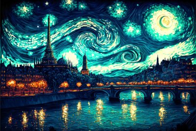 Sticker Sternennacht über Paris