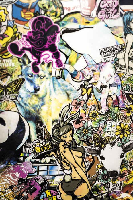 Sticker stickers on the wall