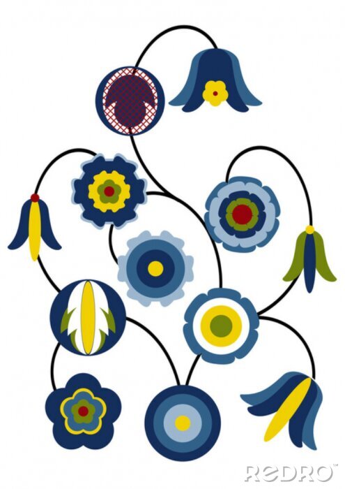 Sticker Stilisierte Blumen kaschubischen