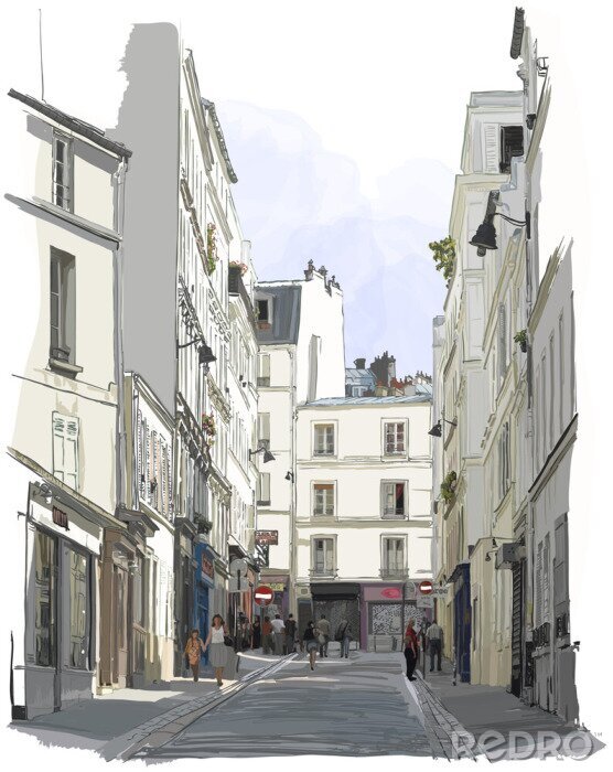 Sticker Straße in Paris wie gemalt