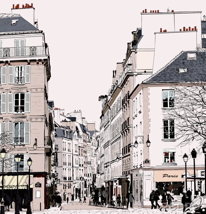 Sticker Straßen in Paris wie gemalt
