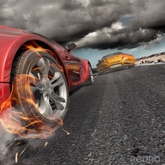 Sticker Straßenrennen am bewölkten Tag