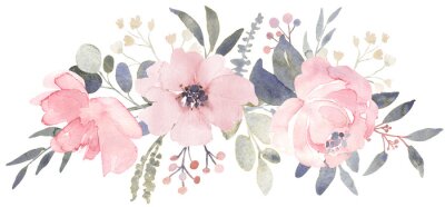 Sticker Strauß aus Aquarellblumen in Rosa