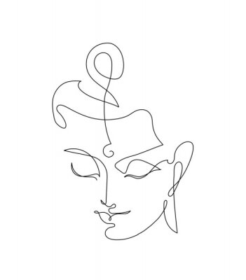 Sticker Strichzeichnung eines Buddha