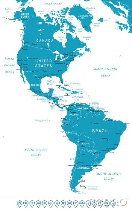 Sticker Süd- und Nordamerika auf der Karte