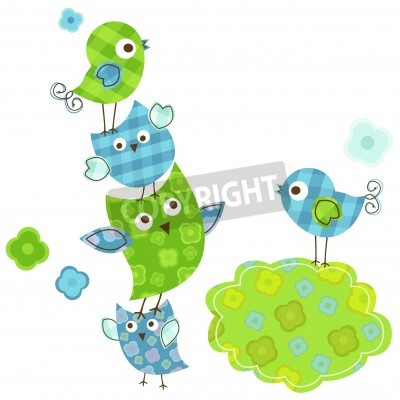 Sticker süße glückliche Vögel für Baby