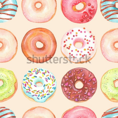 Sticker Süßigkeiten Donuts mit Zuckerguss und bunten Streuseln