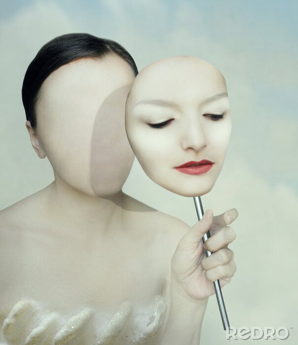 Sticker Surrealistisches Porträt einer Frau
