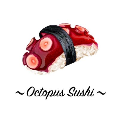 Sticker Sushi mit Oktopus Reis und Algen