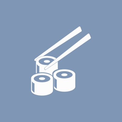 Sticker Sushi-Rollen auf einer minimalistischen Grafik
