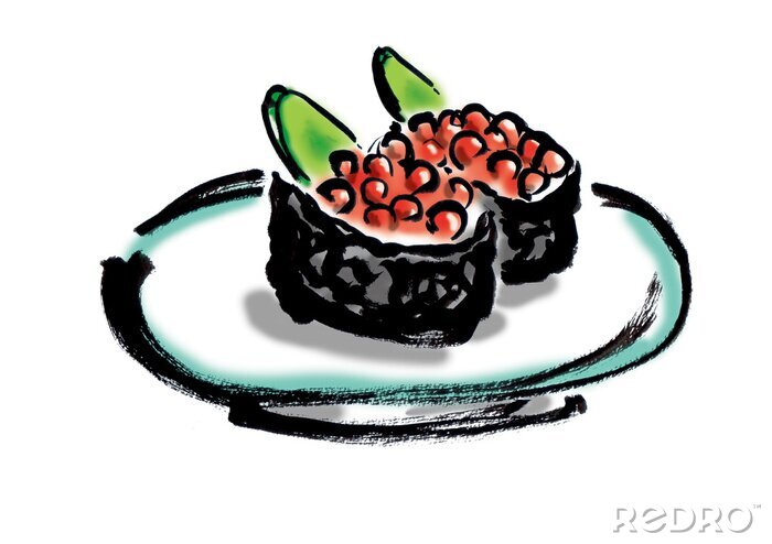 Sticker Sushi-Rollen einfache Zeichnung