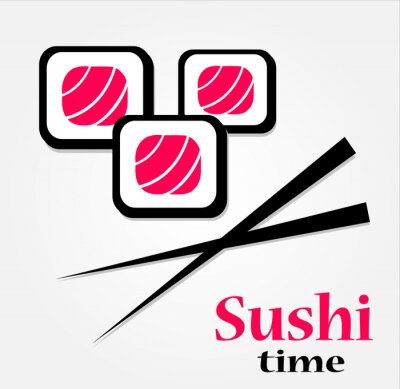 Sticker Sushi-Schild und minimalistische Grafik