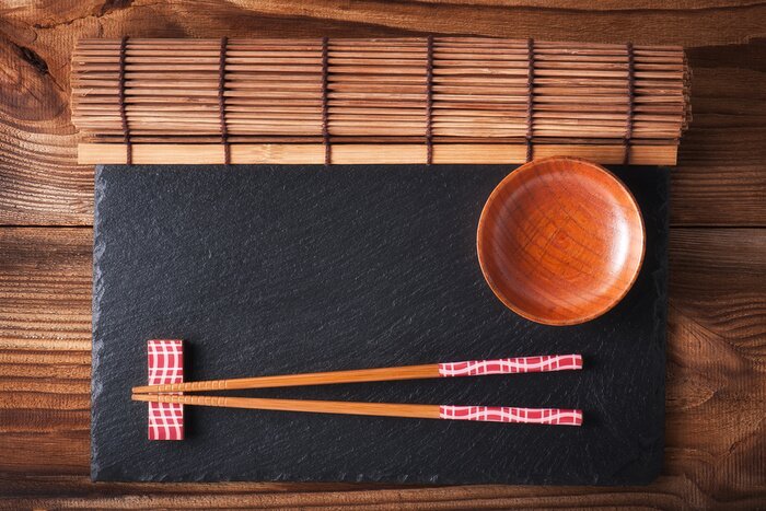 Sticker Sushi-Set aus Bambus und Stein