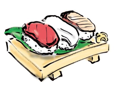 Sticker Sushi-Set einfache Zeichnung