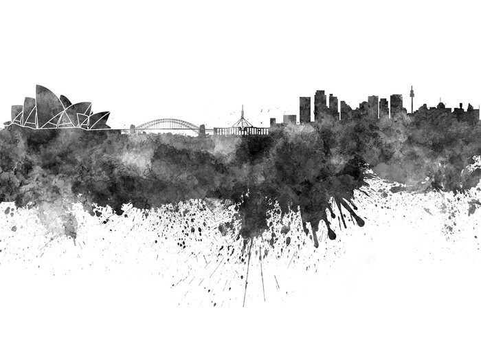 Sticker Sydney Australien Skyline schwarz-weiß