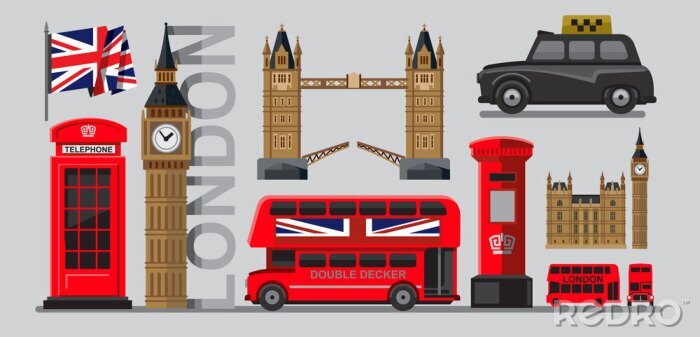 Sticker Symbole von London und Großbritannien