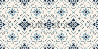 Sticker Talavera-Muster Azulejos Portugal. Türkische Verzierung Marokkanisches Fliesenmosaik. Spanisches Porzellan. Keramikgeschirr, Folk-Print. Spanische Keramik Ethnischer Hintergrund. Mediterrane nahtlose 