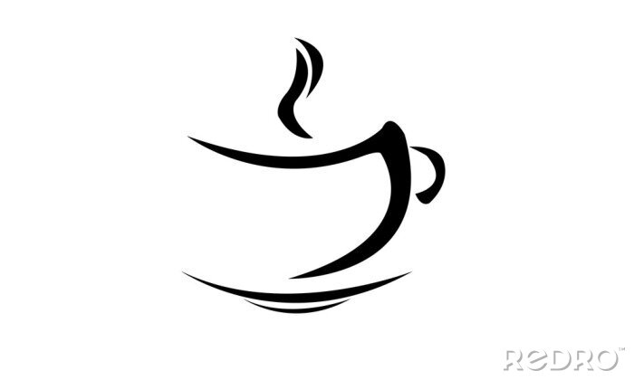 Sticker Tasse Kaffee minimalistische schwarze Grafik