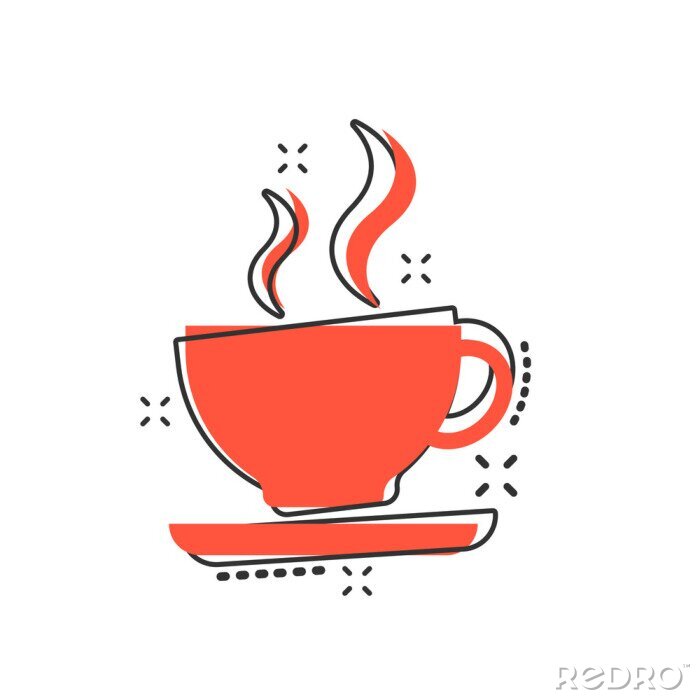 Sticker Tasse Kaffee orangefarben-schwarze Grafik