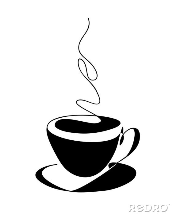 Sticker Tasse Kaffee schwarz-weiße Grafik