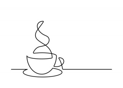 Sticker Tasse Kaffee Zeichnung mit einer einzigen Linie