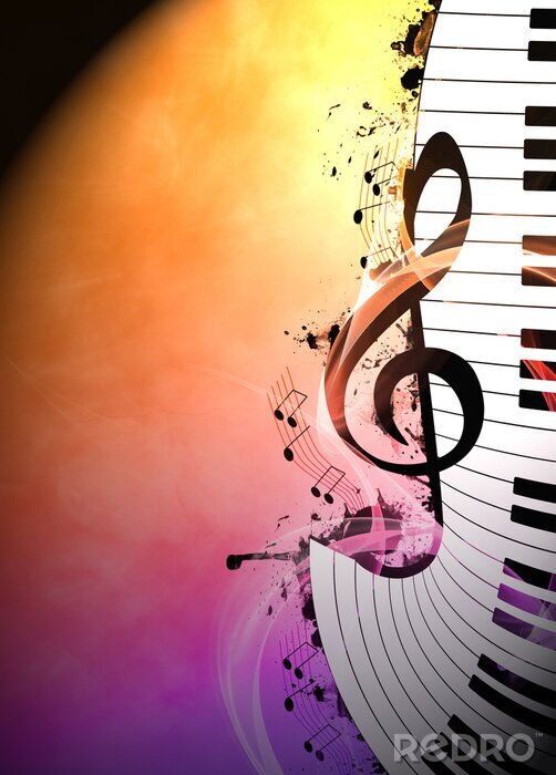 Sticker Tasteninstrumente und Violinschlüssel