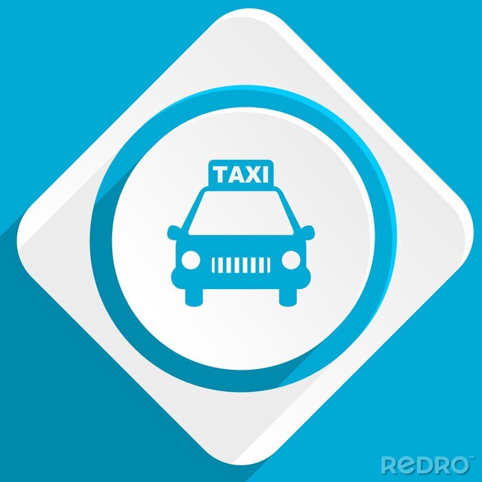 Sticker Taxi blauen flachen Design modernen Symbol für Web-und mobile app