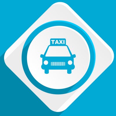 Sticker Taxi blauen flachen Design modernen Symbol für Web-und mobile app