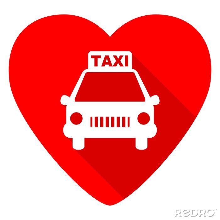 Sticker Taxi roten Herzen valentine flachen Symbol