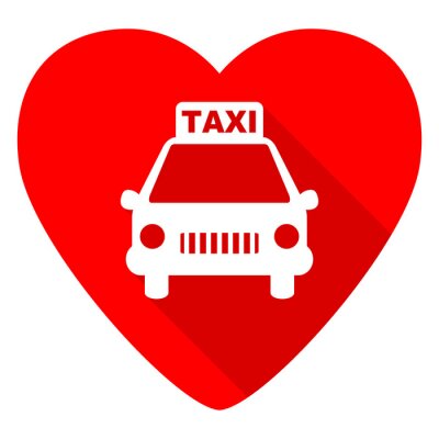 Sticker Taxi roten Herzen valentine flachen Symbol