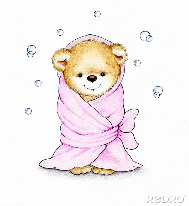Sticker Teddybär eingewickelt in Decke