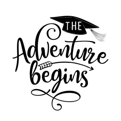 Sticker The adventure begins - Class of 2020 Congratulations Graduate. Graphics elements for t-shirts.