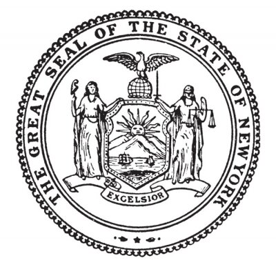 Sticker The Great Seal of the State of New York, vintage illustration
