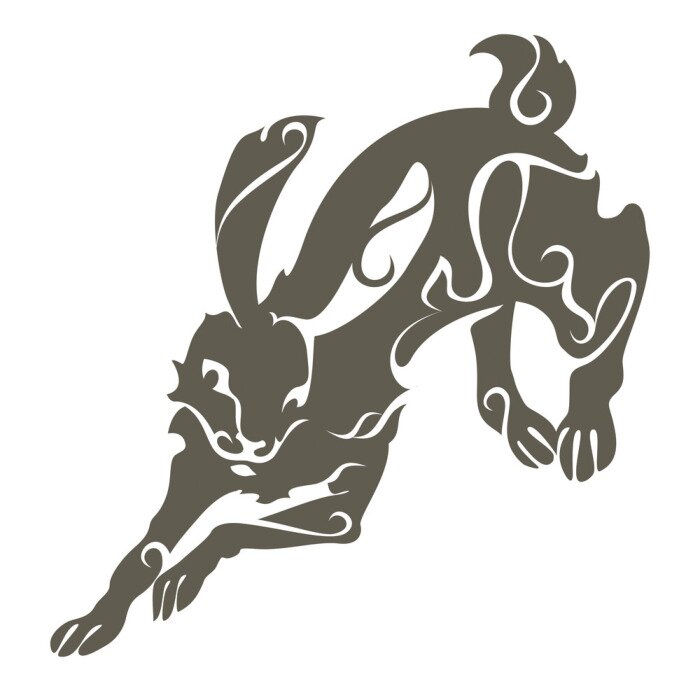 Sticker Tiere abstrakter Hase in Bewegung