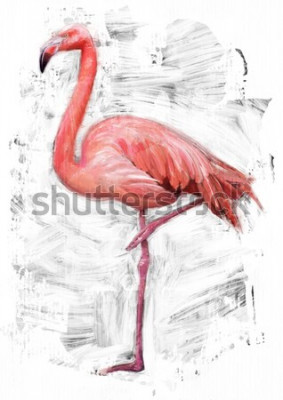 Sticker Tiere Flamingo auf einem Bein stehend