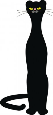Sticker Tiere für Kinder lange schwarze Panther mit gelben Augen