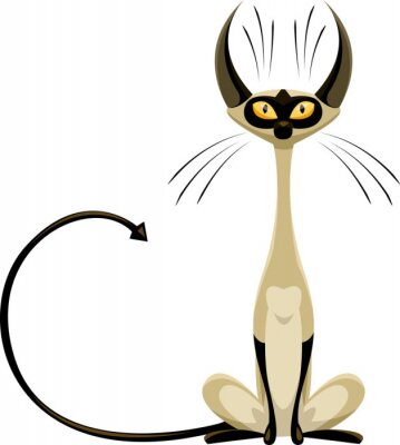 Sticker Tiere für Kinder Siamkatze mit gelben Augen Grafik