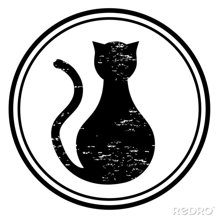Sticker Tiere Grafik Katze in Kreisen