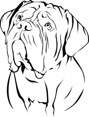 Sticker Tiere Hund Porträt Grafik weiß-schwarz