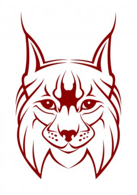 Sticker Tiere Luchs Kopf rot umrissen