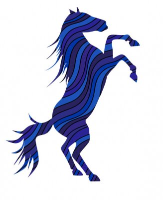 Sticker Tiere Pferd aus blauen Wellen