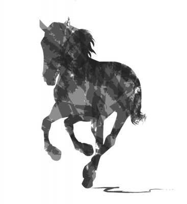 Sticker Tiere Pferd im Galopp mit aufgefächerter Mähne