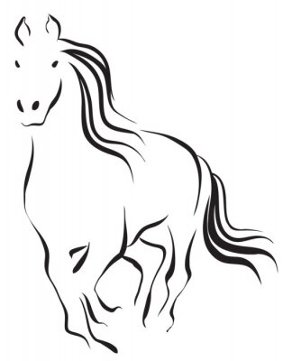 Sticker Tiere Pferd Line Art Grafik