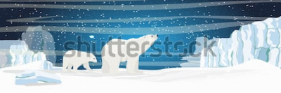 Sticker Tiere, weiße Eisbären und Gletscher