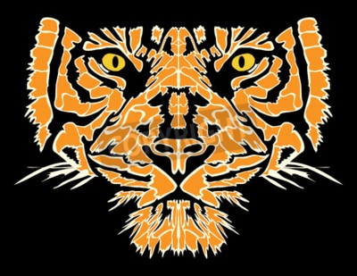 Sticker Tiger 3D orange
