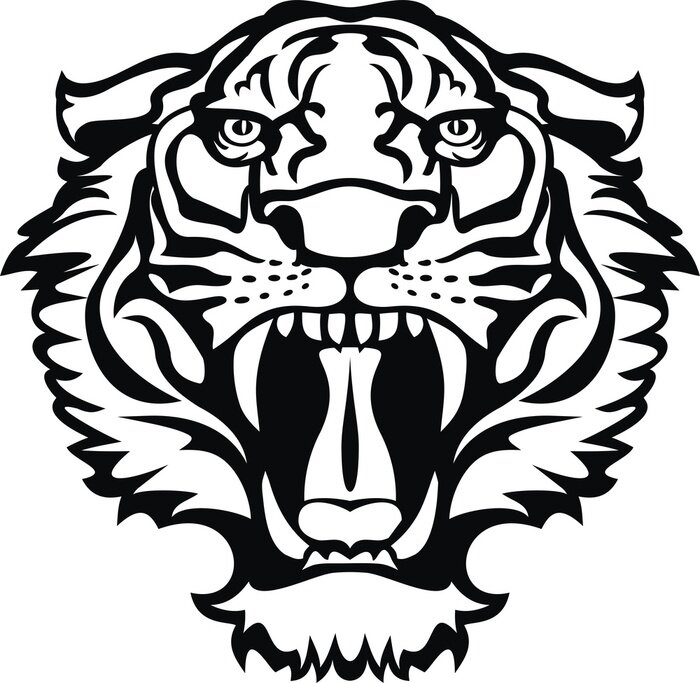 Sticker Tiger Grafik eines gefährlichen Tigers mit scharfen Zähnen